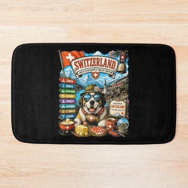 Item preview, Switzerland Alpine Adventure Saint Bernard Travel Art designed and sold by AtuqStudio.