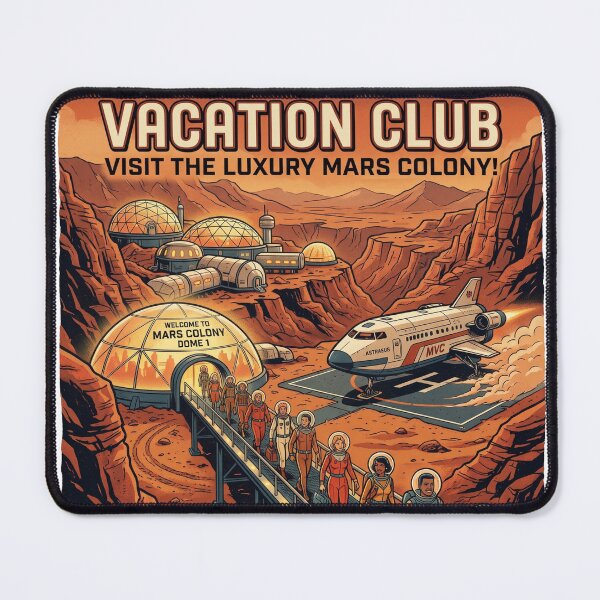 Item preview, Mars Vacation Club Astraeus Dome 1 Retro Luxury Colony Space Travel Art Print designed and sold by Void and Neon.