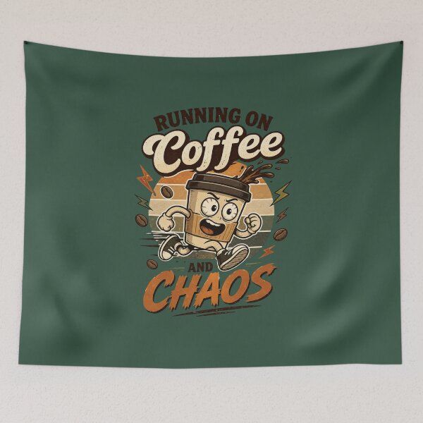 Item preview, Running on Coffee and Chaos Funny Retro Coffee Lover Vintage Caffeine Addict Gift designed and sold by piketo.