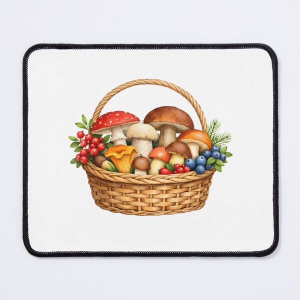 Item preview, Watercolor Autumn Basket with Mushrooms and Berries  designed and sold by silviaol.