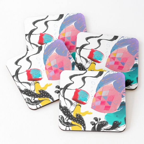 Item preview, Whimsical Deep Sea Diver and Colorful Geometric Fish Art designed and sold by GloopDot.