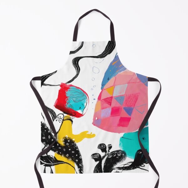 Item preview, Whimsical Deep Sea Diver and Colorful Geometric Fish Art designed and sold by GloopDot.