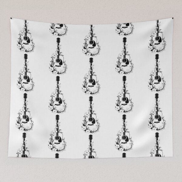 Item preview, Vintage Country Guitar and Flowers designed and sold by Artbellachi.