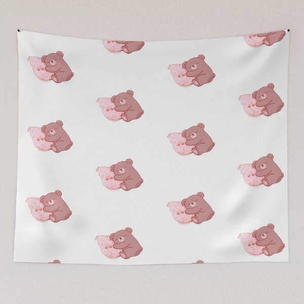 Item preview, Cute Pink Teddy Bear Sleeping Sticker | Kawaii Bear Art designed and sold by AhiraDesign.