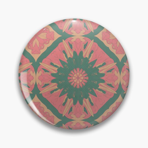 Item preview, Elegant Floral Mandala Pattern | Pink Green Symmetrical Seamless Repeat designed and sold by Midnight Veil Designs.