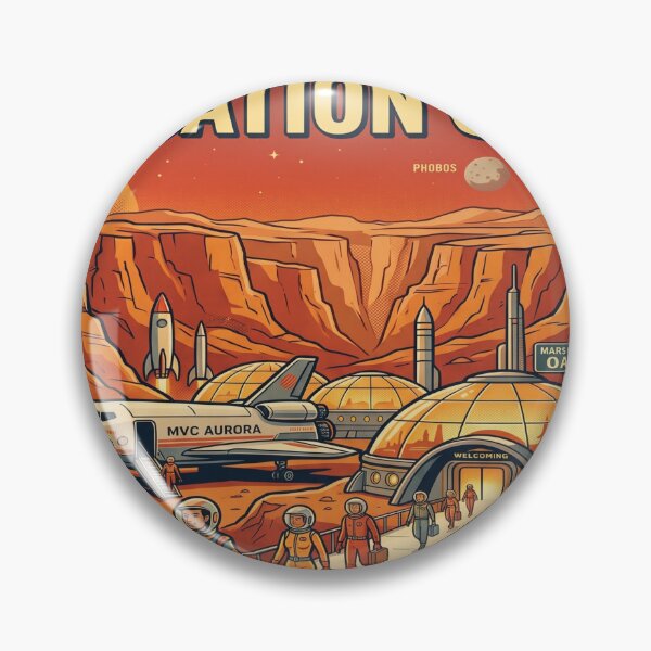 Item preview, Mars Vacation Club Aurora Colony Oasis Retro Space Travel Poster Art Print designed and sold by Void and Neon.
