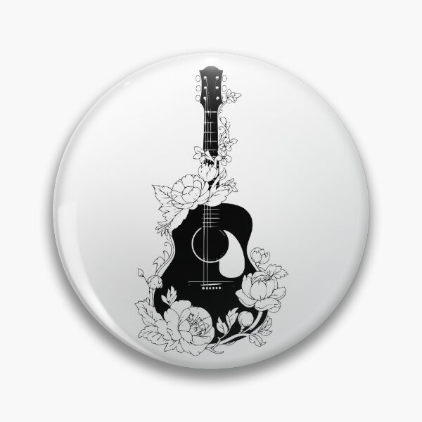 Item preview, Black Guitar and Vintage Country Flowers designed and sold by Artbellachi.