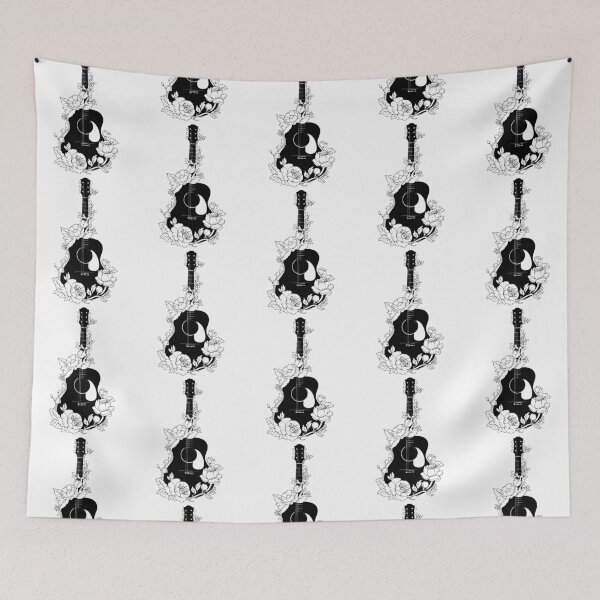 Item preview, Black Guitar and Vintage Country Flowers designed and sold by Artbellachi.