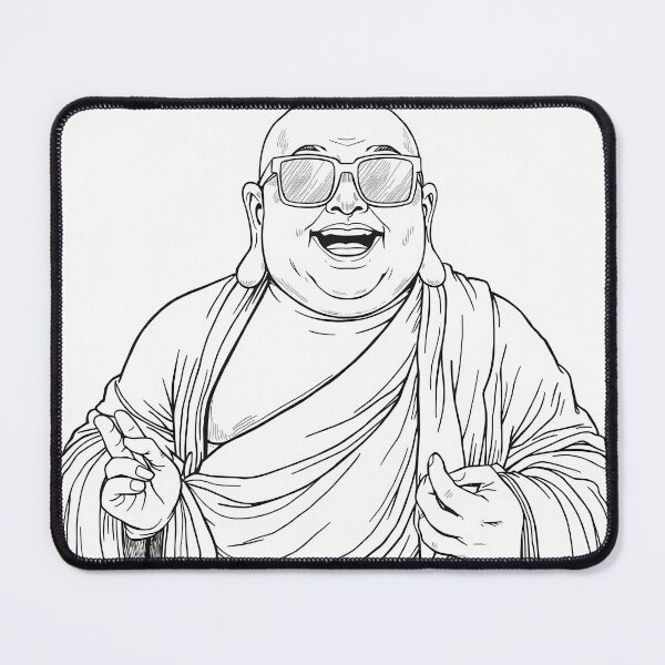 Item preview, Laughing Buddha with Sunglasses - Black & White designed and sold by HeartyCurioCo.