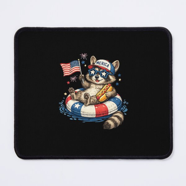 Item preview, French Raccoon 4th of July Patriotic Merica American Flag designed and sold by cass-vale-lab.