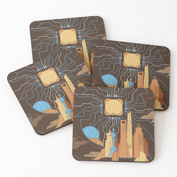 Item preview, Futuristic Cyberpunk China City Skyline Illustration designed and sold by Lexkon Liu's art.