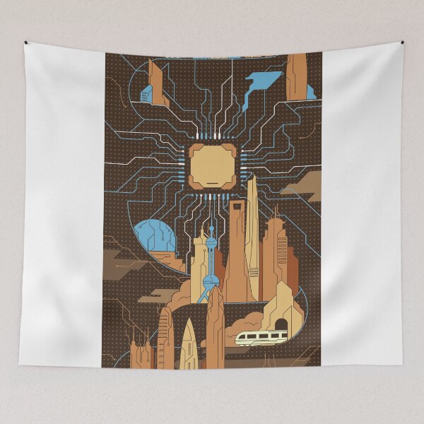 Item preview, Futuristic Cyberpunk China City Skyline Illustration designed and sold by Lexkon Liu's art.