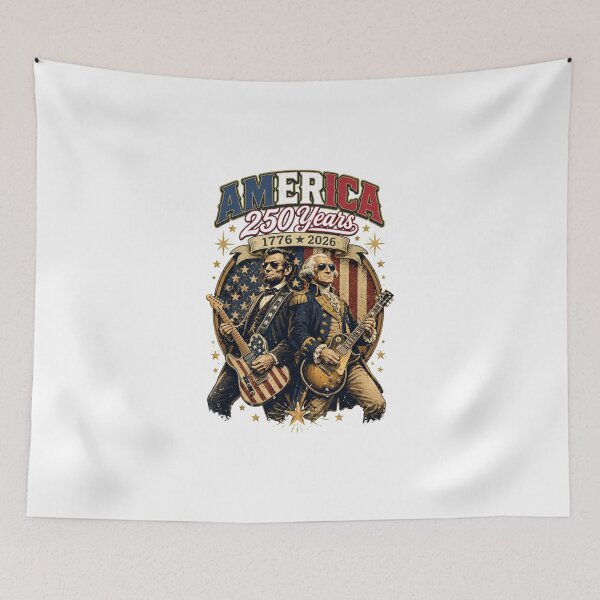 Item preview, George Washington Abraham Lincoln Playing Guitar 4th July designed and sold by cass-vale-lab.