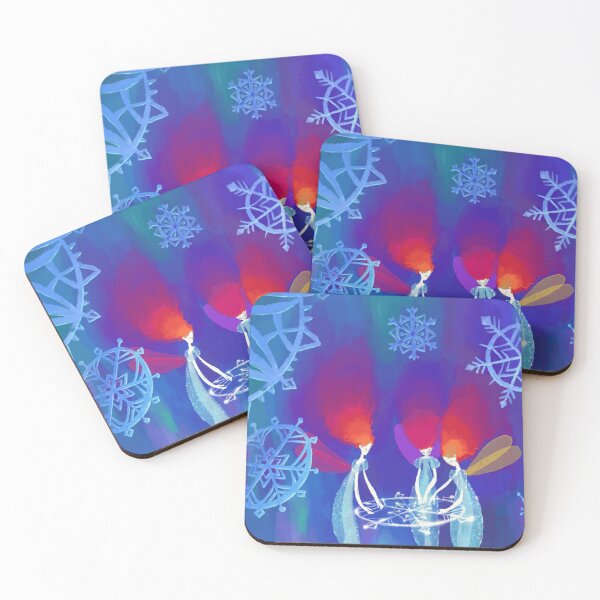 Item preview, Mythical Winter Fairies Casting Magic with Blue Snowflakes designed and sold by GloopDot.