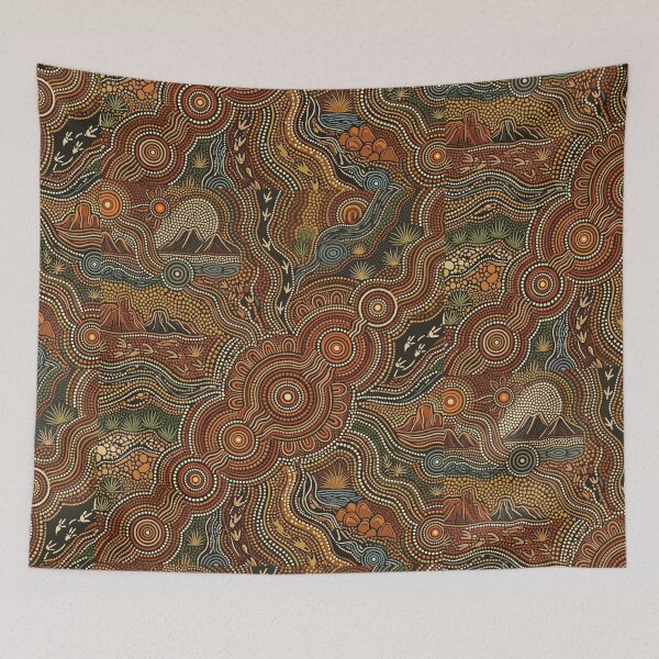 Item preview, Australian Indigenous Style Dot Art Landscape  NAIDOC Week - Earth Tones Dreaming designed and sold by Dimu Co..