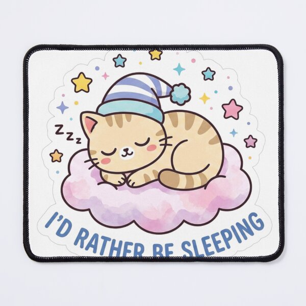 Item preview, I'd Rather Be Sleeping Cute Cat Sticker designed and sold by PremVerse.