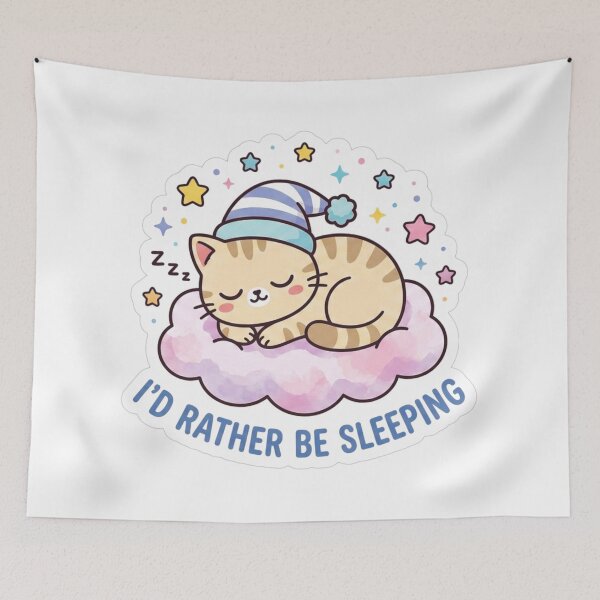 Item preview, I'd Rather Be Sleeping Cute Cat Sticker designed and sold by PremVerse.