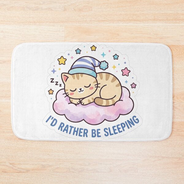 Item preview, I'd Rather Be Sleeping Cute Cat Sticker designed and sold by PremVerse.