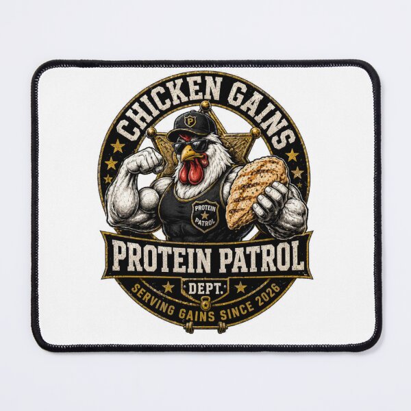 Item preview, Chicken Grain Protein Patrol – Gym Chicken Tee designed and sold by Lunaraluxy.