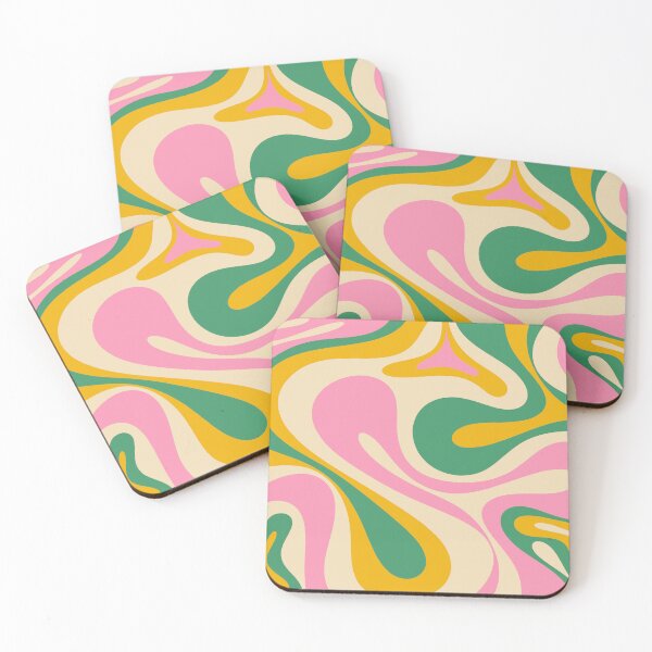 Item preview, Mod Swirl Colorful Retro Abstract Pattern Pink Green Mustard designed and sold by kierkegaard.