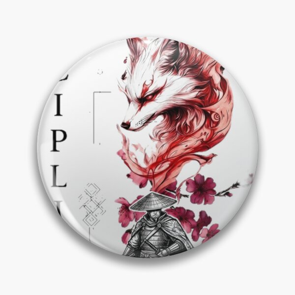 Item preview, Samurai Discipline Typography Art - Kitsune Fox Graphic designed and sold by The 199X KA Studio.