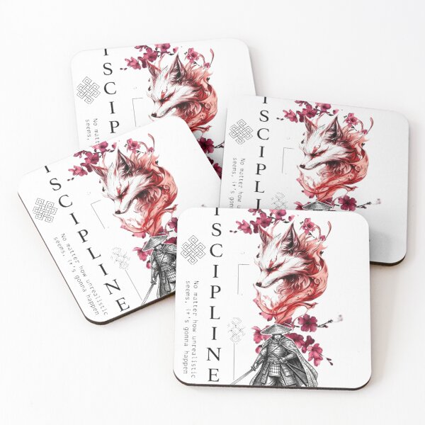 Item preview, Samurai Discipline Typography Art - Kitsune Fox Graphic designed and sold by The 199X KA Studio.
