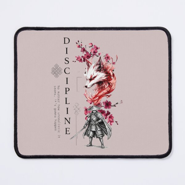 Item preview, Samurai Discipline Typography Art - Kitsune Fox Graphic designed and sold by The 199X KA Studio.