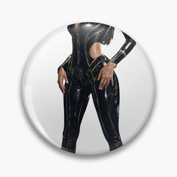 Item preview, Woman in black vinyl bodysuit and high heels designed and sold by Creative88Art.