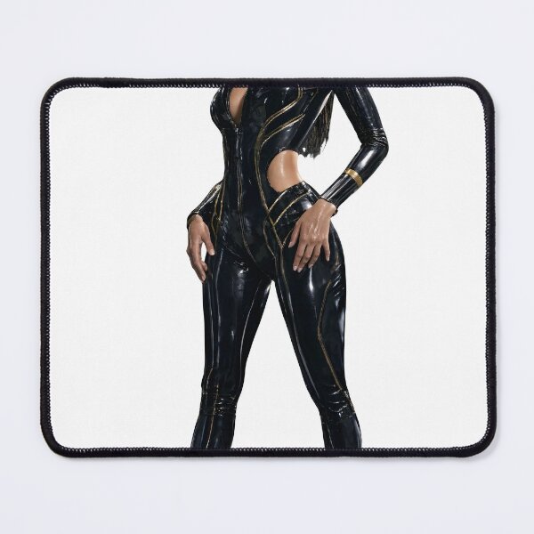Item preview, Woman in black vinyl bodysuit and high heels designed and sold by Creative88Art.