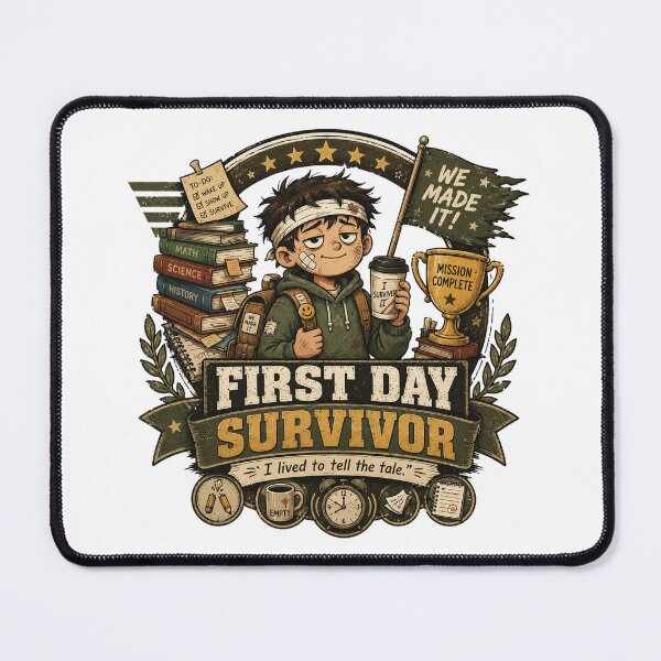 Item preview, First Day Survivor | Funny Back to School Student Badge T-Shirt & Sticker designed and sold by MAPDDesigns.
