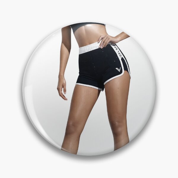 Item preview, Sporty woman in black athletic crop top and shorts designed and sold by Creative88Art.
