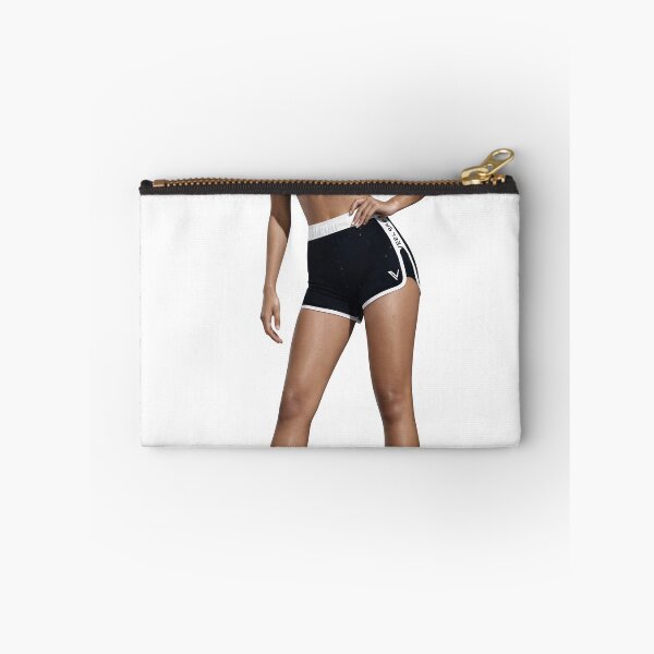 Item preview, Sporty woman in black athletic crop top and shorts designed and sold by Creative88Art.