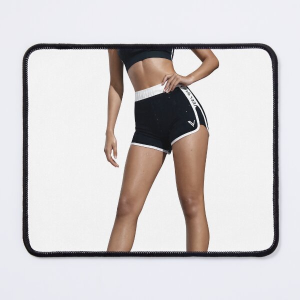 Item preview, Sporty woman in black athletic crop top and shorts designed and sold by Creative88Art.