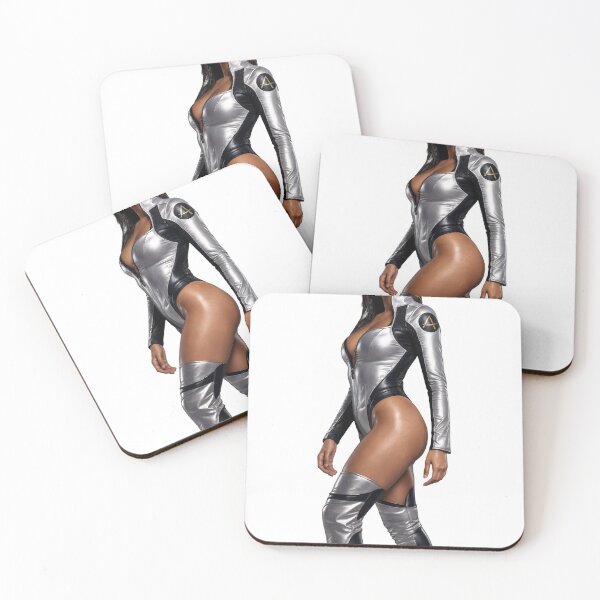 Item preview, Futuristic woman in metallic silver bodysuit designed and sold by Creative88Art.