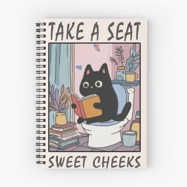 Item preview, Take a Seat Sweet Cheeks Funny Black Cat Bathroom Reading Illustration designed and sold by Stephanie Mosciski.