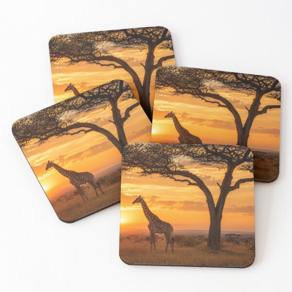 Item preview, Majestic Giraffe at African Sunset | Safari Wildlife Photography | Acacia Tree Fine Art Wall Print designed and sold by ApexAnimal Art.