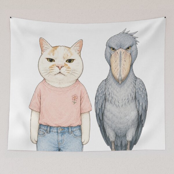 Item preview, Unlikely Companions: The Gaze of an Anthropomorphic Cat and Shiobill designed and sold by Komatoya.