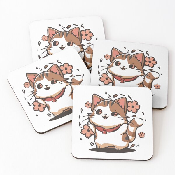 Item preview, Carefree Kawaii Cat Watercolor Art designed and sold by Indulgentjapan.