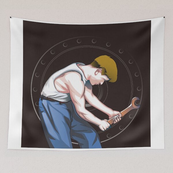 Item preview, Pop Art Industrial Mechanic Working Illustration designed and sold by Lexkon Liu's art.