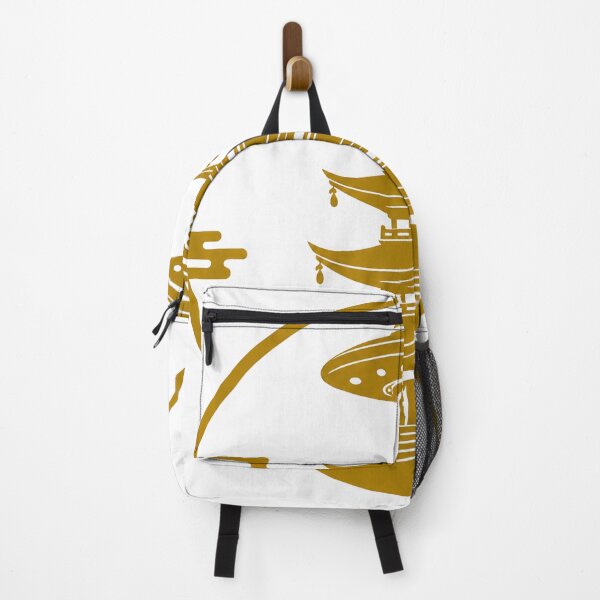 Item preview, Ancient Contact Pagoda – Gold Edition | Japanese UFO Monogram Vector Art designed and sold by Handcan.