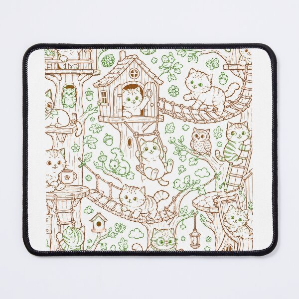 Item preview, Brown and Green Cat Treehouse Art Cute Tree House Wall Art designed and sold by TerScott.