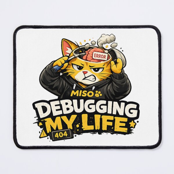 Item preview, MISO | Debugging My Life Funny Programmer Cat Sticker & T-Shirt Design designed and sold by Meow-Attitude.