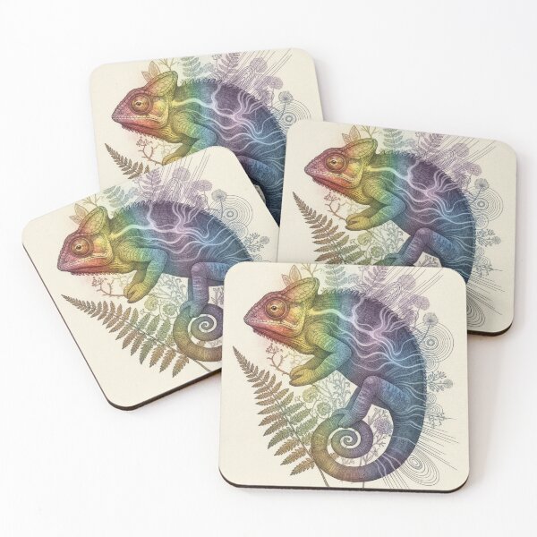 Item preview, Psychedelic Chameleon | Tropical Watercolor Art designed and sold by HeyHas.