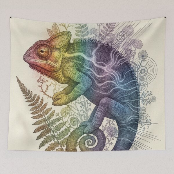 Item preview, Psychedelic Chameleon | Tropical Watercolor Art designed and sold by HeyHas.