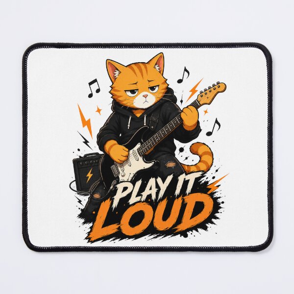 Item preview, MISO | Play It Loud Funny Guitar Cat T-Shirt & Sticker Design designed and sold by Meow-Attitude.