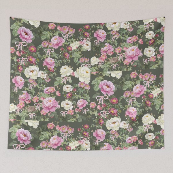 Item preview, Vintage Pink Roses & Coquette Bows Floral Pattern 3 | Cottagecore Botanical Design designed and sold by Asmaa Abdul-Azim.