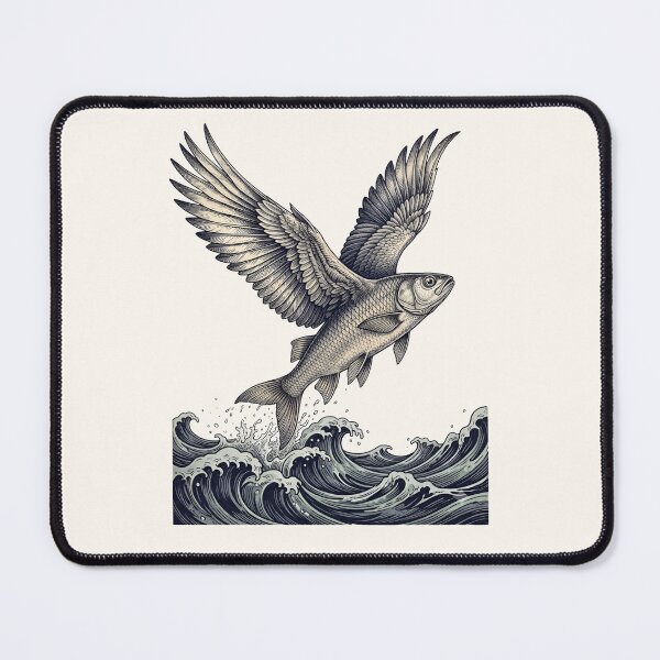 Item preview, Vintage Flying Fish Wings Surreal Illustration designed and sold by DuckOddity.
