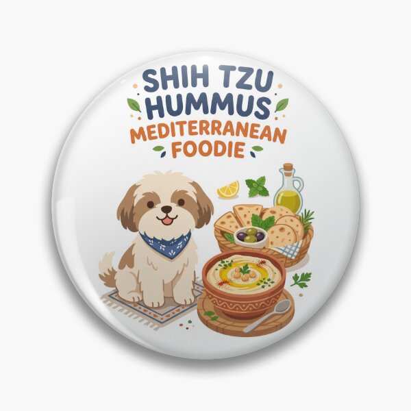 Item preview, Shih Tzu Hummus Mediterranean Foodie Ceramic Pita Bowl designed and sold by PictoVibe.