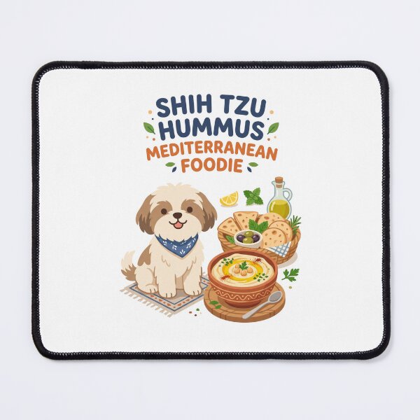 Item preview, Shih Tzu Hummus Mediterranean Foodie Ceramic Pita Bowl designed and sold by PictoVibe.