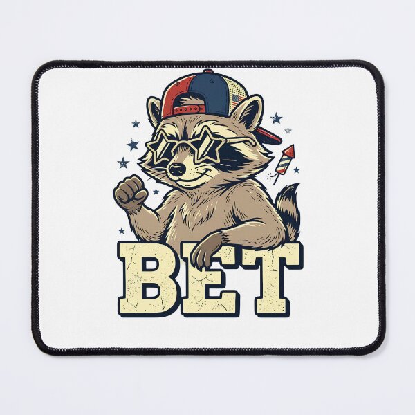 Item preview, Patriotic Raccoon "BET" Slang - 4th of July USA Hat & Sunglasses designed and sold by BumbleBloom7.